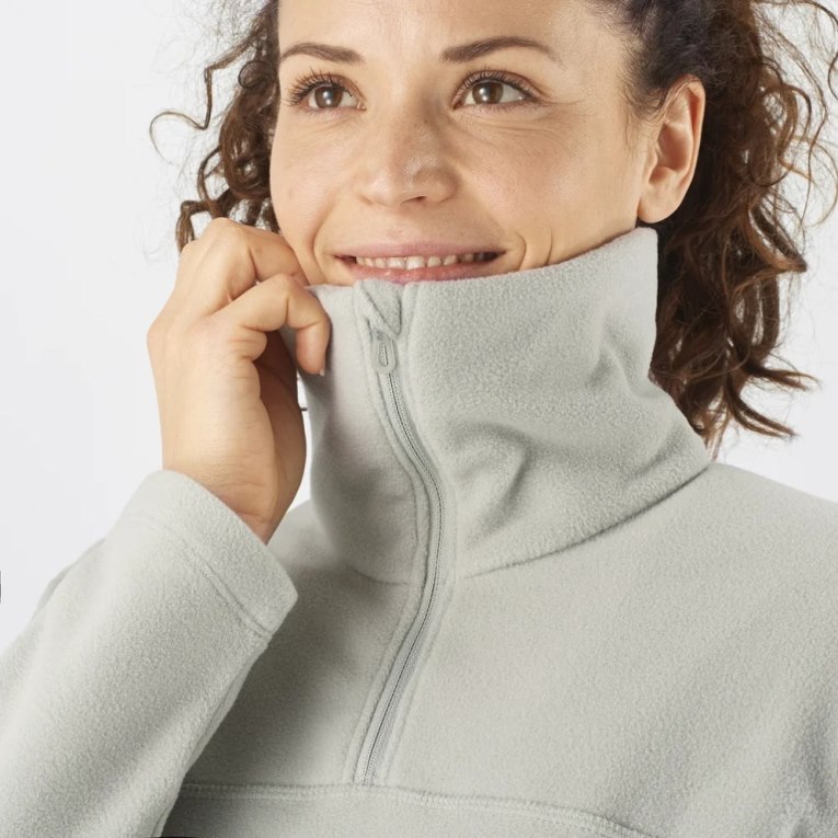 Light Grey Salomon Essential Cosy Fleece Women's Sweatshirt | IE PE8791